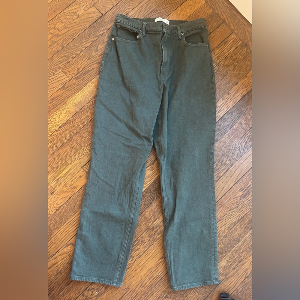 Abercrombie & Fitch Women's Green 90’s Straight Ultra High Rise Curve Love Pants